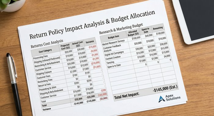 Κόστος επιστροφών σε spreadsheet - budget και έρευνα αγοράς